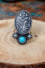 TIPI Laredo Lily Turquoise & Silvertone Ring