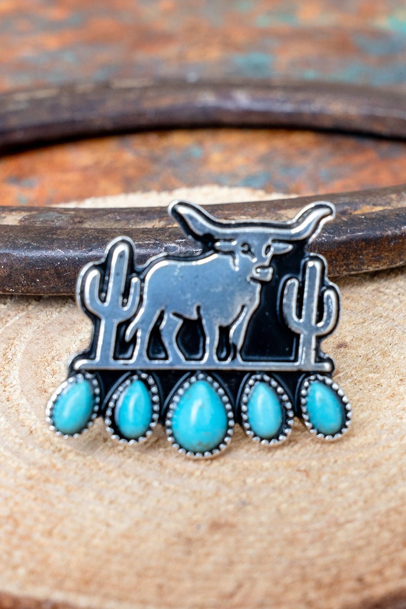 TIPI Turquoise Texas Trail Silvertone Ring