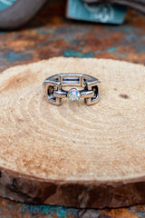 TIPI Iridescent Bit & Bridle Silvertone Ring