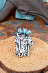 TIPI Turquoise Back In The Saddle Silvertone Ring