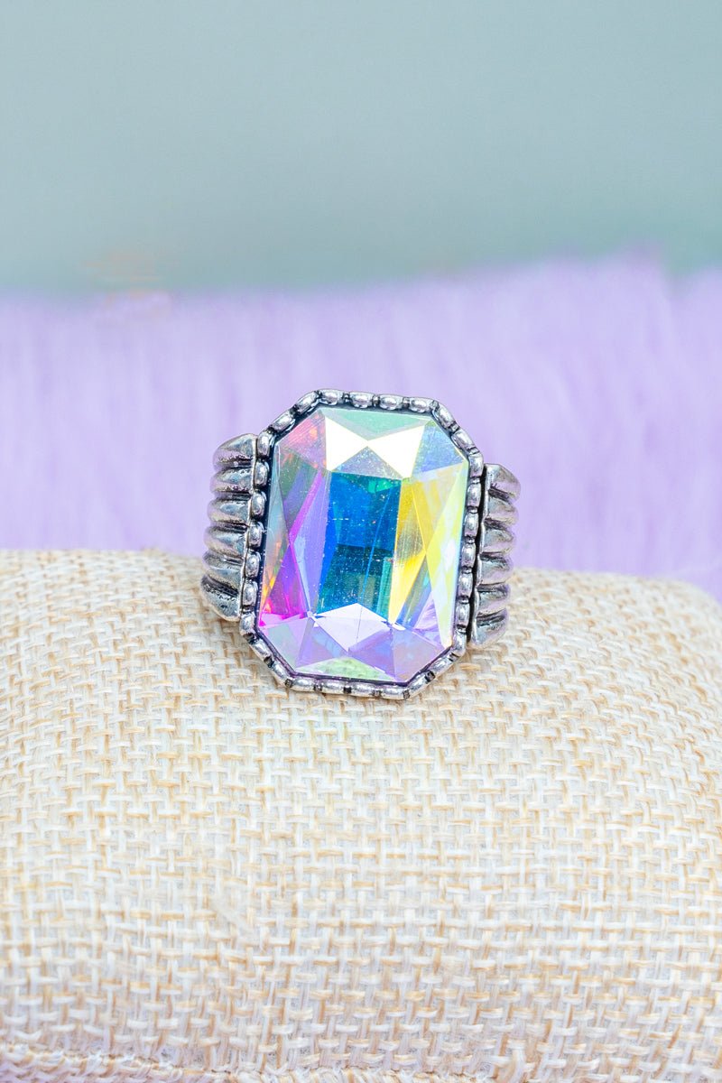 TIPI Iridescent Starlight Status Silvertone Ring