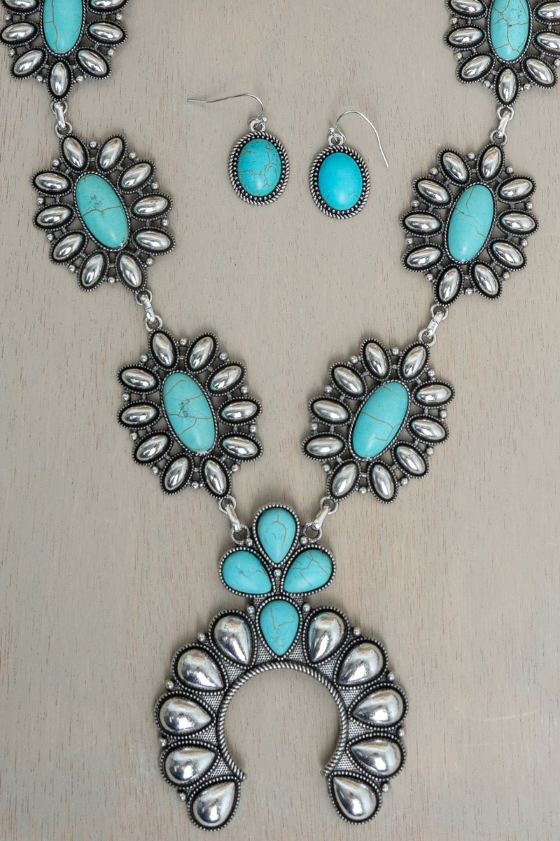 TIPI Turquoise Stonebrook Silvertone Necklace and Earring Set
