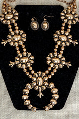 TIPI Steelridge Squash Blossom Goldtone Necklace and Earring Set