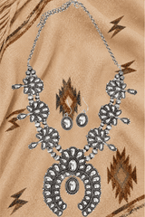 TIPI Ridgeflare Squash Blossom Silvertone Necklace and Earring Set