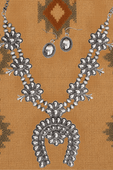 TIPI Longspur Squash Blossom Silvertone Necklace and Earring Set