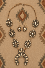 TIPI Highplains Squash Blossom Goldtone Necklace and Earring Set