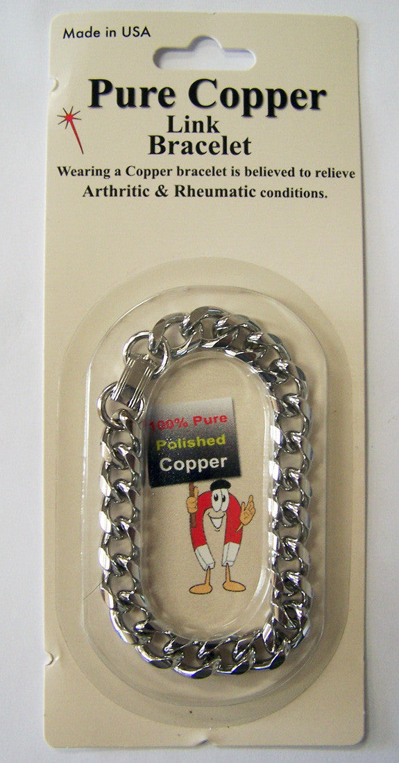 SILVER PLATED SOLID COPPER HEAVY MENS LINK BRACELET (sold by the piece )
