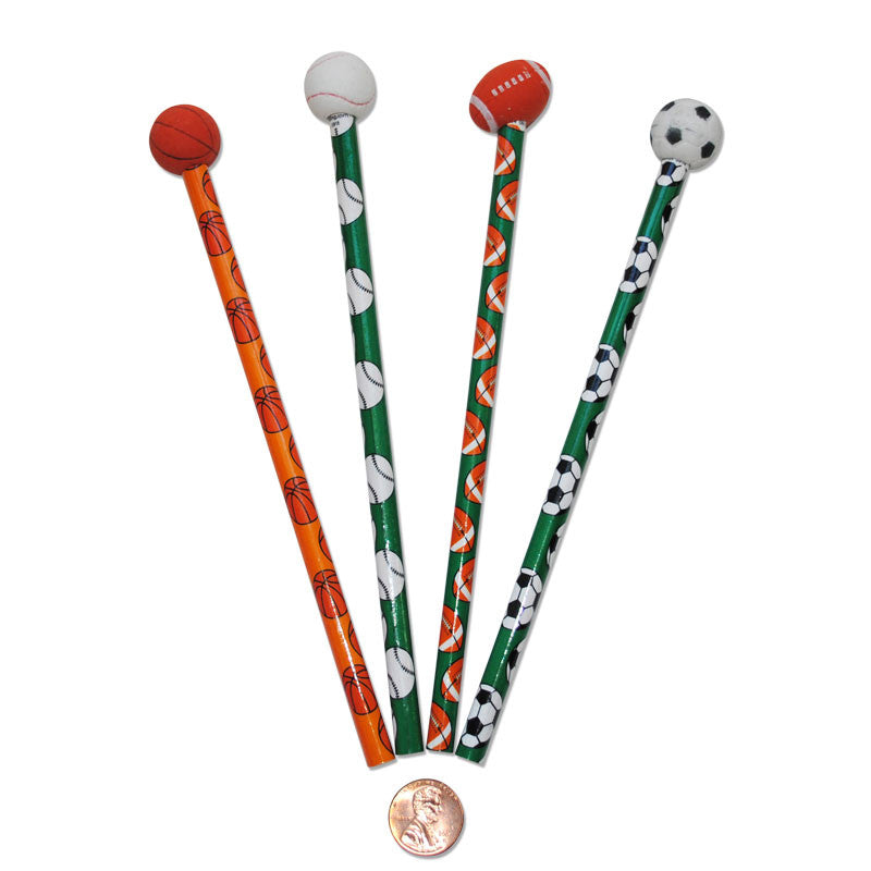 Sports Pencils with Ball Erasers (24 total pencils in 2 bags) 65?› each