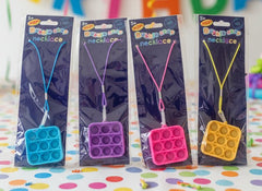 Square Pop Fidget Necklace ƒ?? 12-Pack (3 each: Yellow, Blue, Pink, Purple) or 12 multicolor