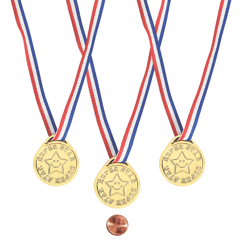 Super Star Gold Toned Metal Necklaces (24 total award necklaces in 2 bags) 41?› each