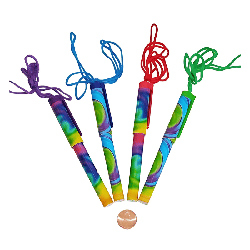 Tie-Dyed Pens on a Rope (24 total pens in 2 bags) 49?› each