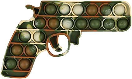 6 INCH GUN SHAPED BUBBLE POP IT SILICONE STRESS RELIEVER TOY (sold by the piece )