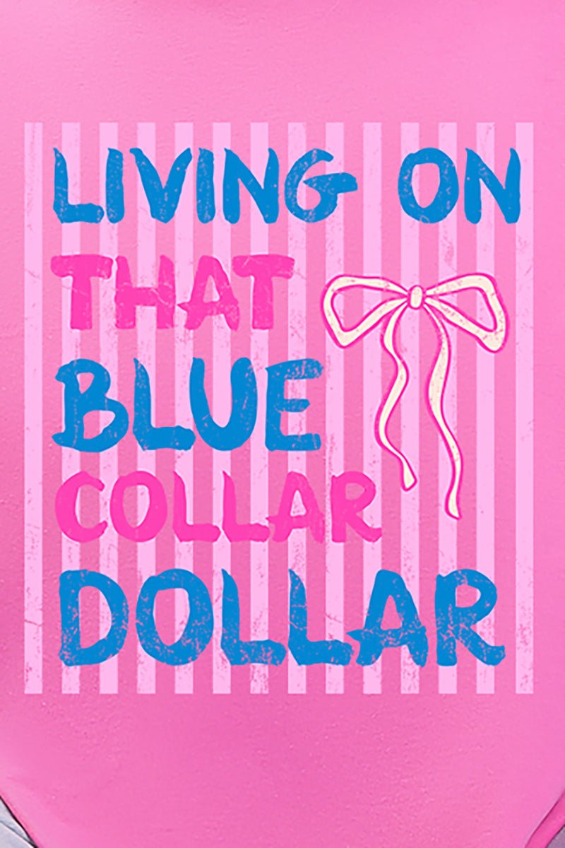 Striped Blue Collar Dollar Pink And Blue Ready To Press DTF Transfer