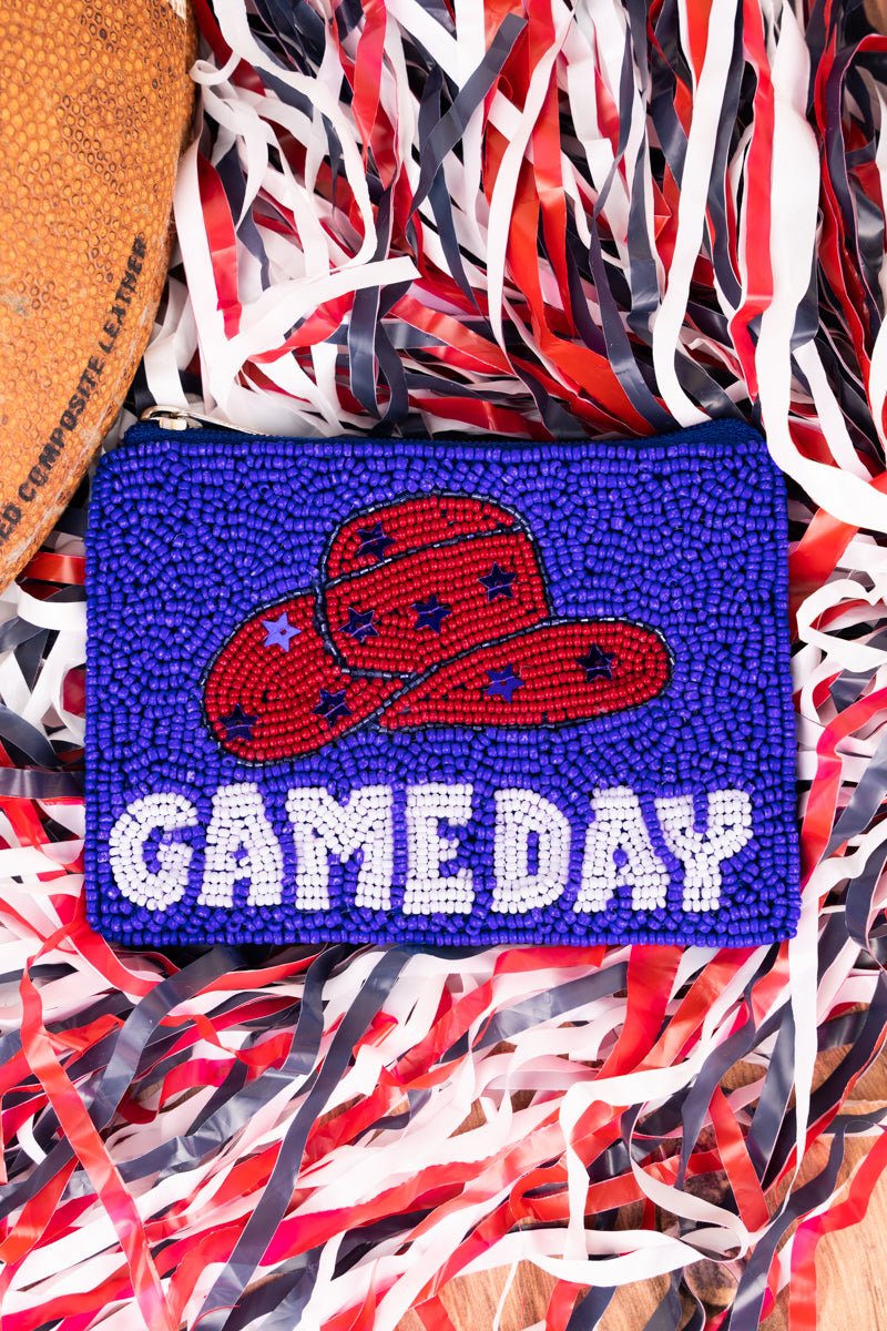 SALE! Viola Hat's Off Game Day Red and Blue Seed Bead Coin Purse