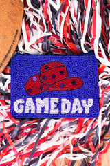 SALE! Viola Hat's Off Game Day Red and Blue Seed Bead Coin Purse