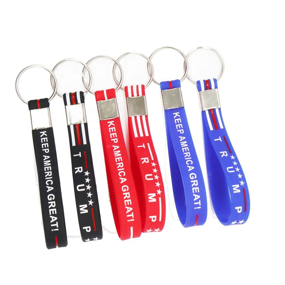 2020 Trump Silicone Bangle Key Chain Bracelet ( sold by the piece, 3 pack or dozen )