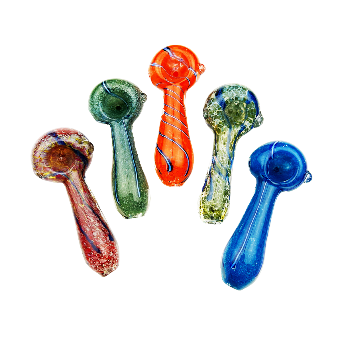 3" Hand Pipe Spoon fancy Frit Glass