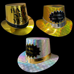72 Happy New Year Metallic Top Hats