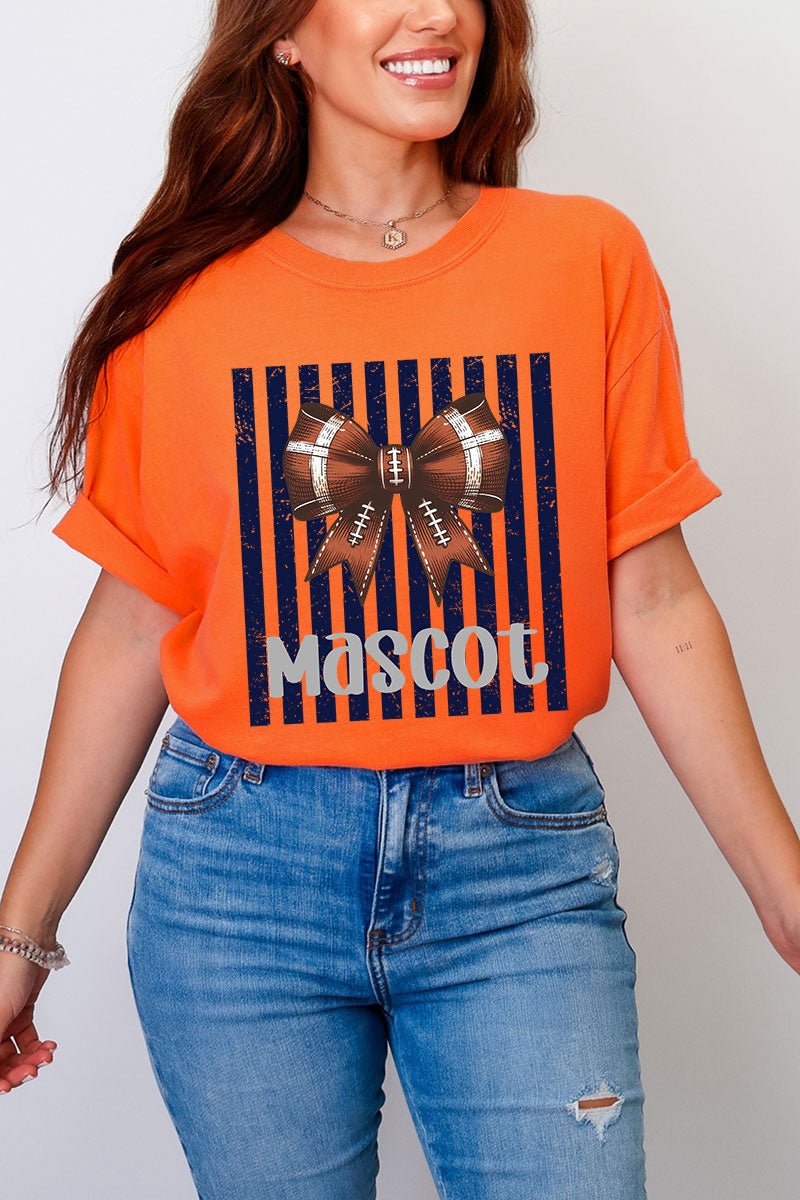 Personalized Navy Varsity Bow Comfort Colors Adult Ring-Spun Cotton Tee *Enter Mascot Name