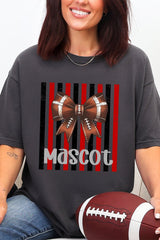 Personalized Red & Black Varsity Bow Comfort Colors Adult Ring-Spun Cotton Tee