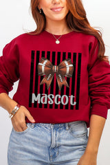 Personalized Black Varsity Bow Heavy Blend Crew Sweatshirt *Enter Mascot Name