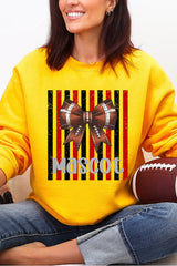 Personalized Red & Black Varsity Bow Heavy Blend Crew Sweatshirt *Enter Mascot Name
