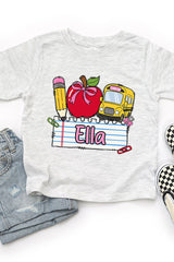 Toddler Personalized Back-to-School Name Tag Girl Fine Jersey Tee *Enter Kid's Name
