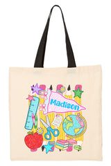 Personalized School Day Sketches Medium Canvas Tote *Enter Kid's Name