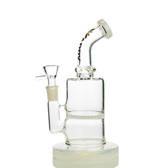 8" Water Pipe Honeycomb Shower with 14mm Male Bowl Happy Fumes Glass