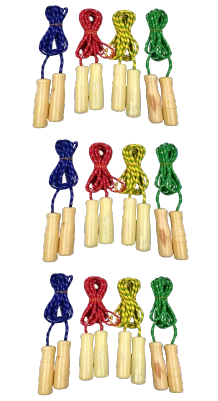 Wooden Handle Jump Ropes ƒ?? Case of 240 | 4 Assorted Colors | 98.75" Overall Length