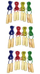 Wooden Handle Jump Ropes ƒ?? Case of 240 | 4 Assorted Colors | 98.75" Overall Length