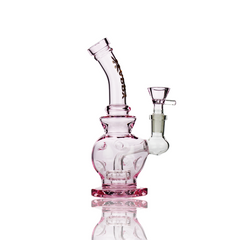 7" Happy Fumes Glass Pink Ice Punch Design Water Pipe with 14mm Male Bowl