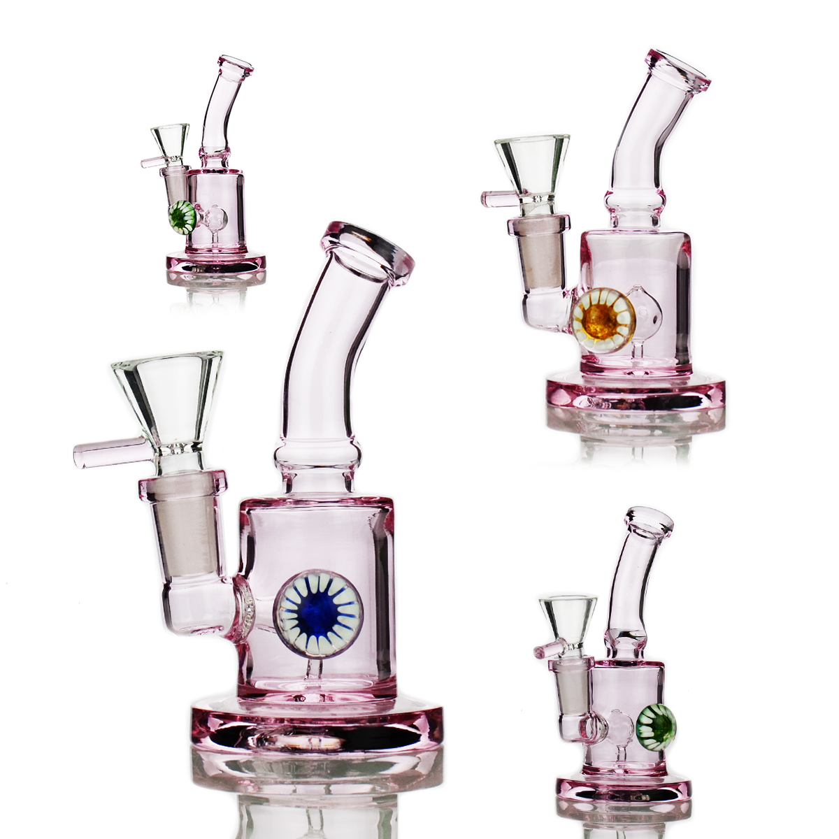 5" Pink Glass Water Pipe with Locket Design and 14mm Male Bowl