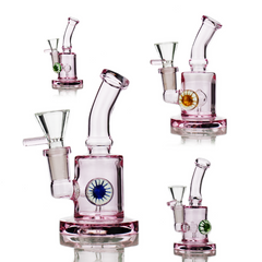 5" Pink Glass Water Pipe with Locket Design and 14mm Male Bowl