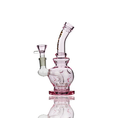 7" Happy Fumes Glass Pink Ice Punch Design Water Pipe with 14mm Male Bowl