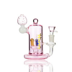 7" Happy Fumes Glass Pink Glass Mushroom Shower with 14mm Male Bowl