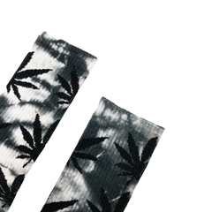 Black White Tie Dye Socks Fits All, 70% Cotton, 25% Spandex, 5% Elastic